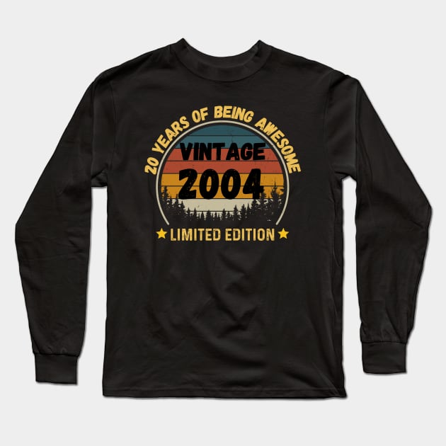 Vintage 2004 Limited Edition 20th Birthday 20 Years Old Gift Long Sleeve T-Shirt by Peter smith